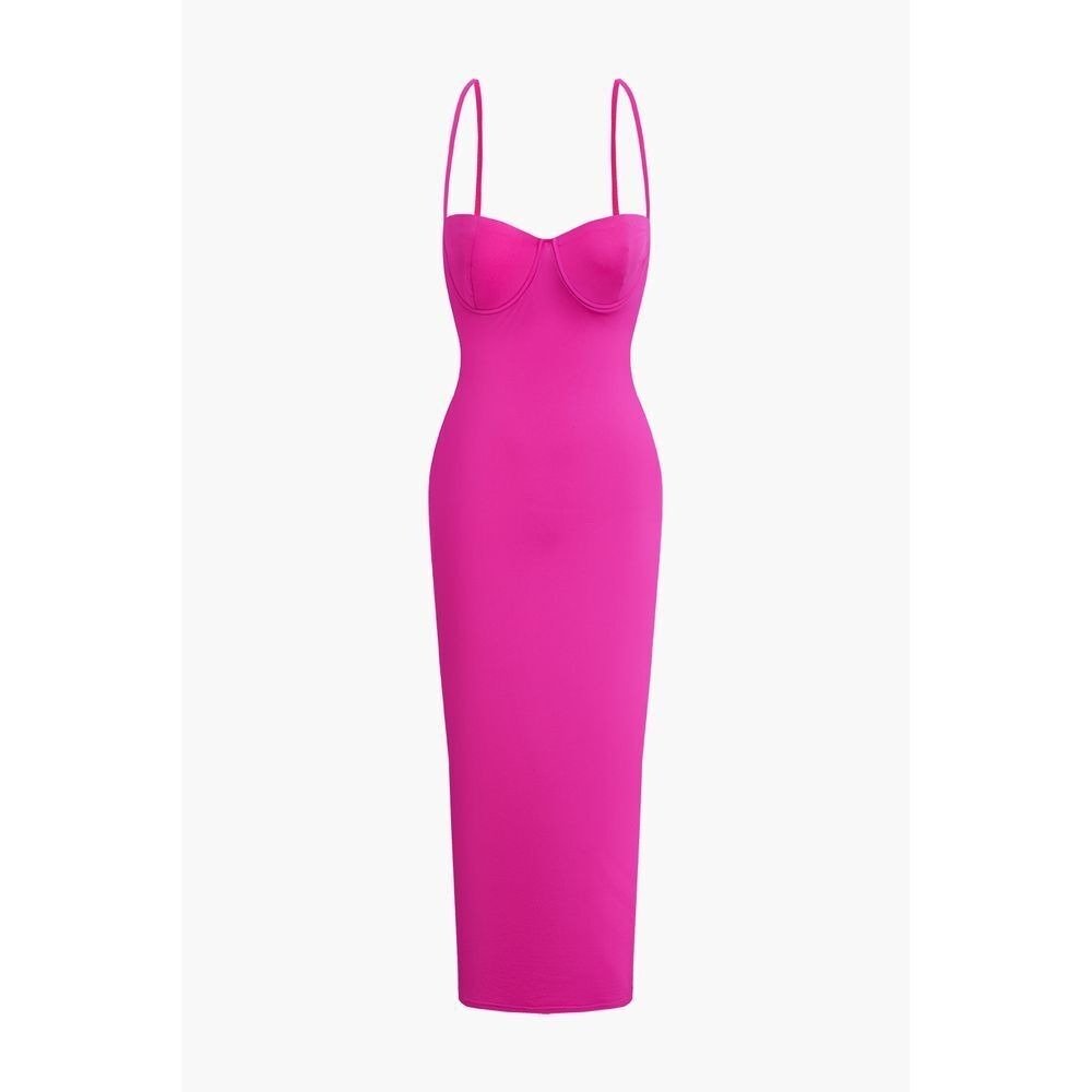 Micas Hot Pink Solid Slip Maxi Dress Size M‎